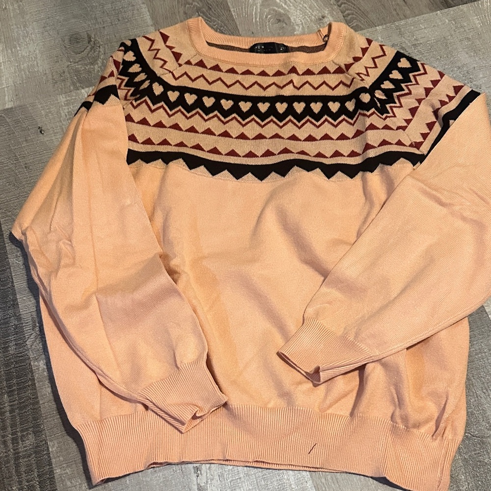 Peach Geometric Women's Sweater
